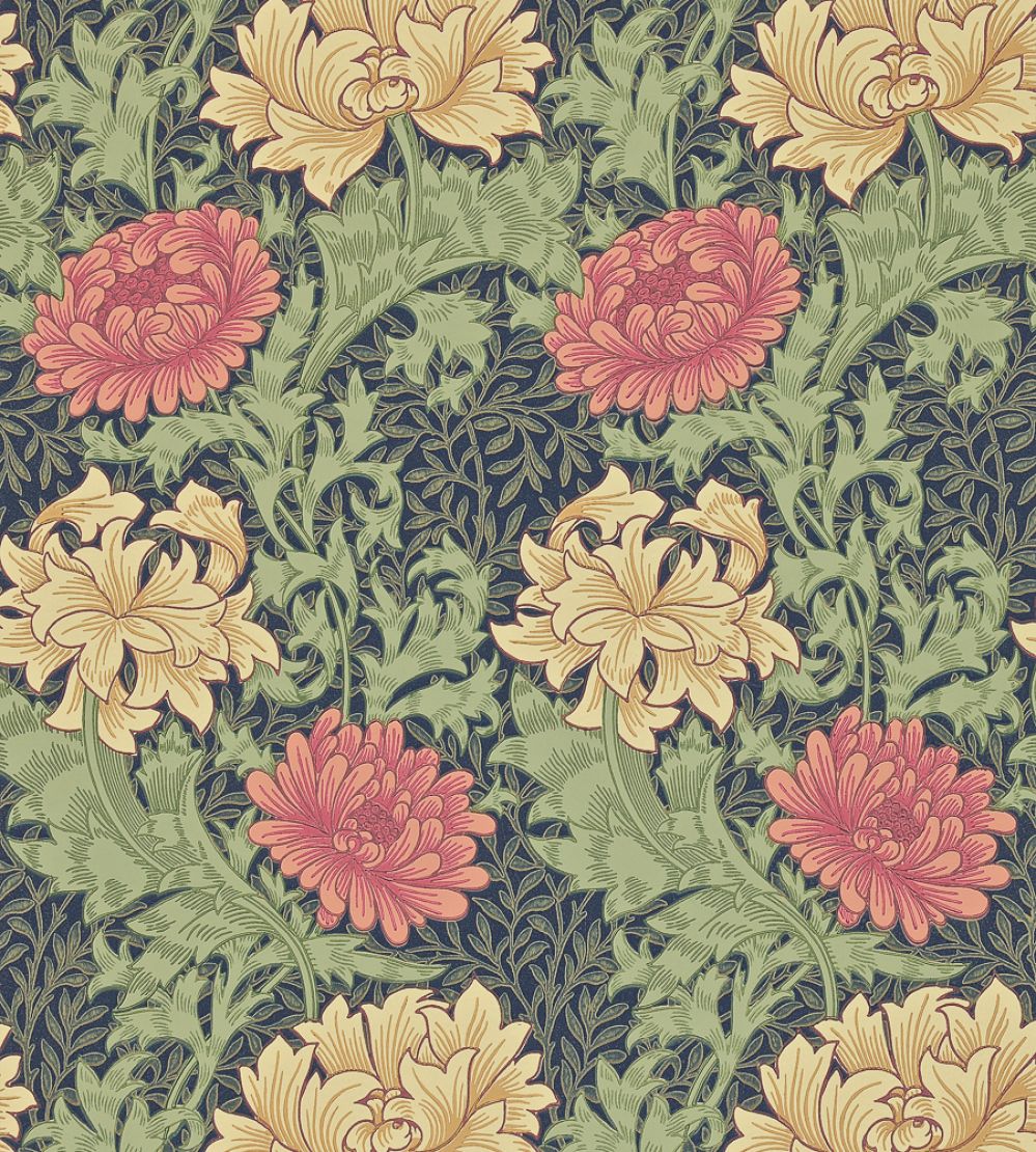 Chrysanthemum Wallpaper by Morris & Co Indigo