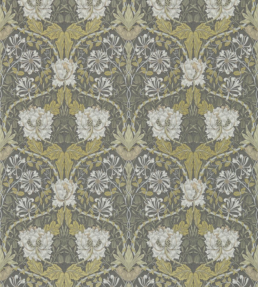 Honeysuckle & Tulip Wallpaper by Morris & Co Charcoal/Gold