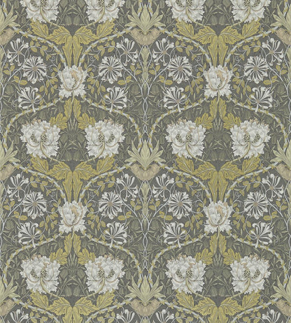 Honeysuckle & Tulip Wallpaper by Morris & Co Charcoal/Gold