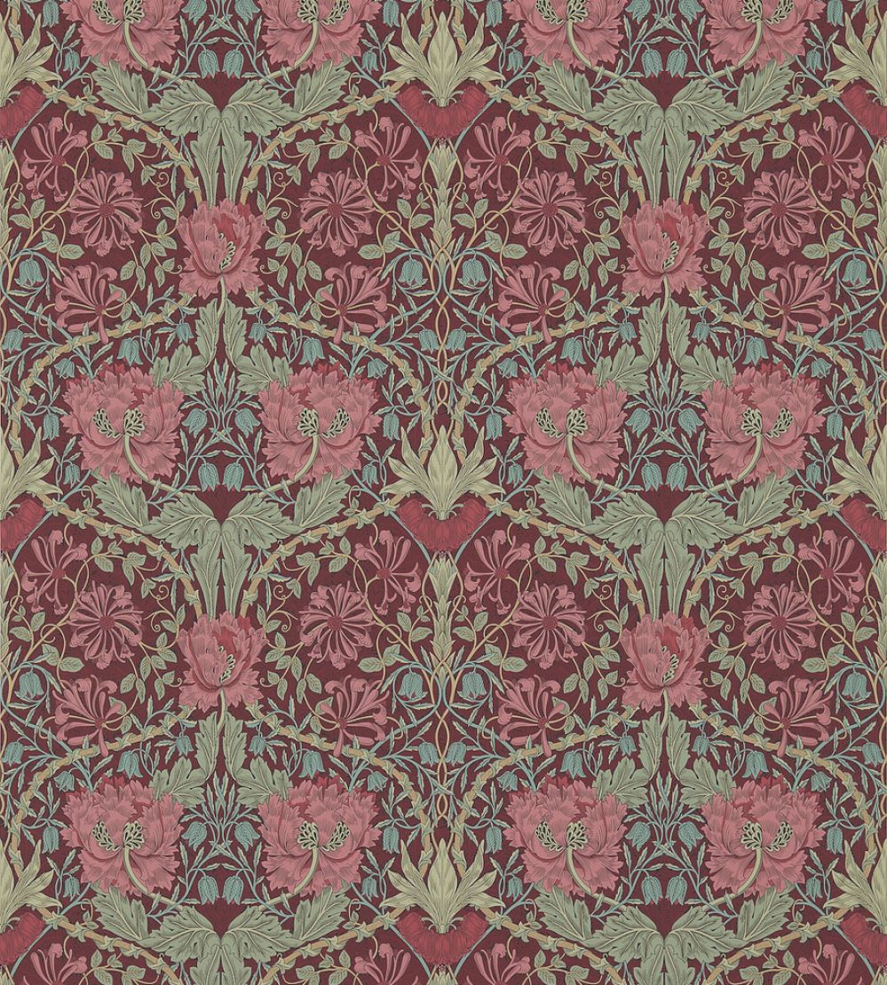 Honeysuckle & Tulip Wallpaper by Morris & Co Burgundy/Sage