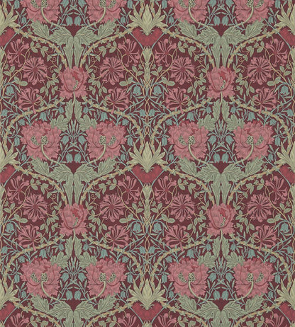 Honeysuckle & Tulip Wallpaper by Morris & Co Burgundy/Sage