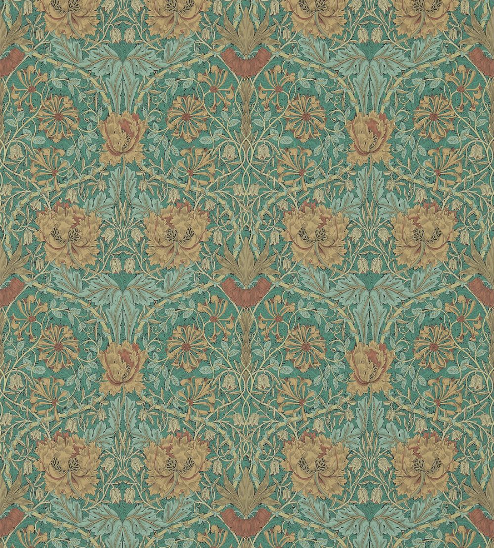 Honeysuckle & Tulip Wallpaper by Morris & Co Emerald/Russet