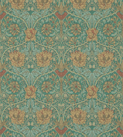 Honeysuckle & Tulip Wallpaper by Morris & Co Emerald/Russet