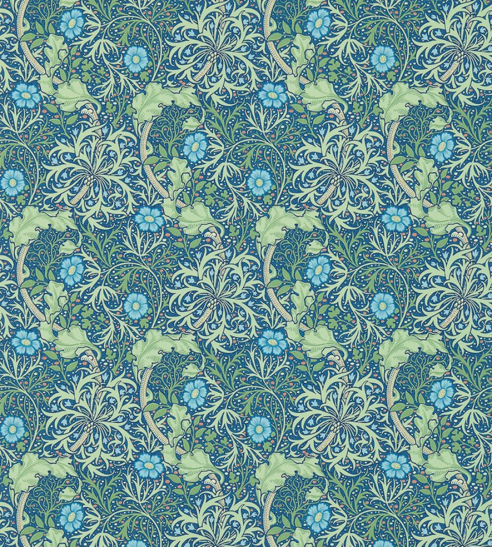 Morris Seaweed Wallpaper by Morris & Co Cobalt/Thyme