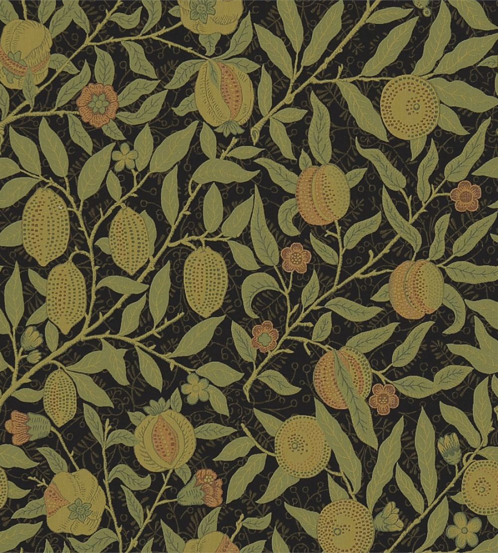 Fruit Fabric by Morris & Co Black/Claret