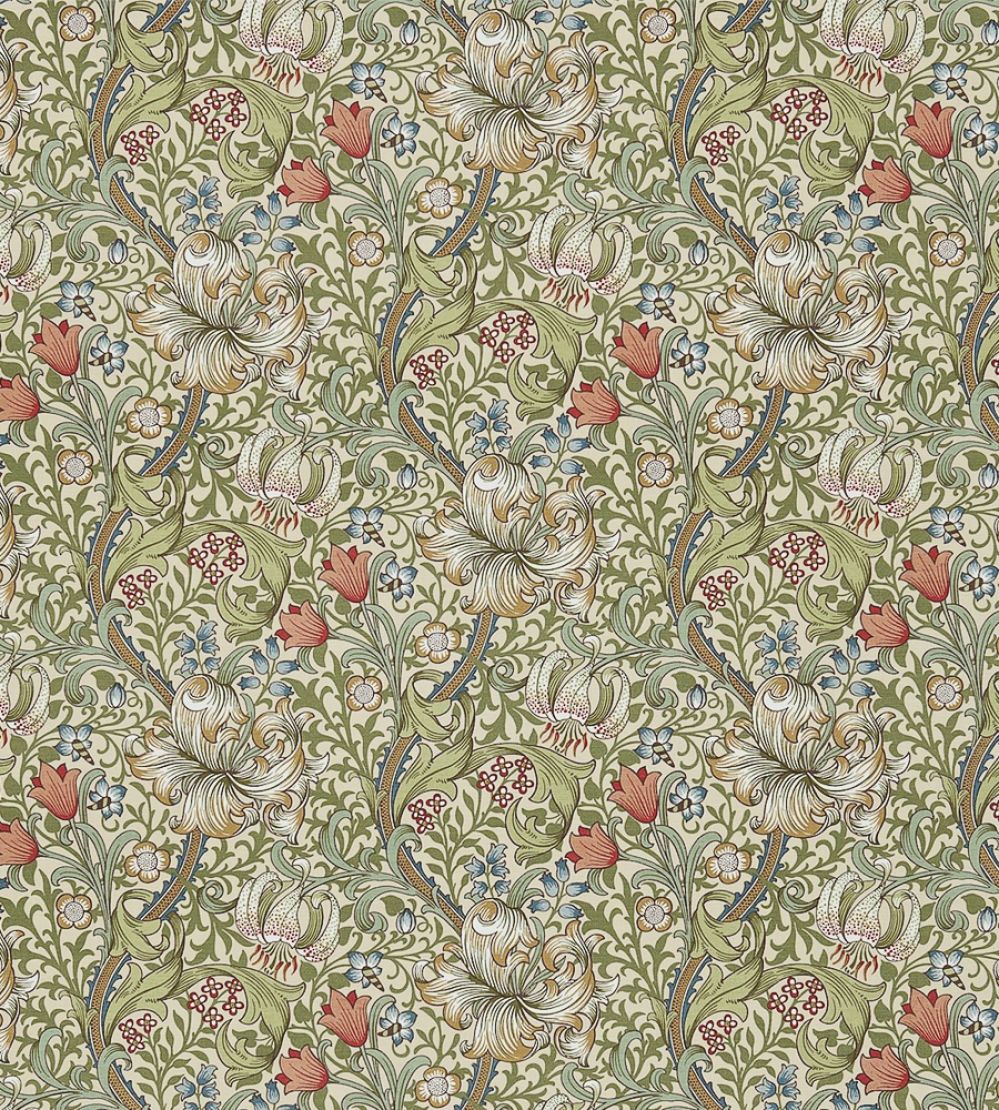 Golden Lily Fabric by Morris & Co Green/Gold