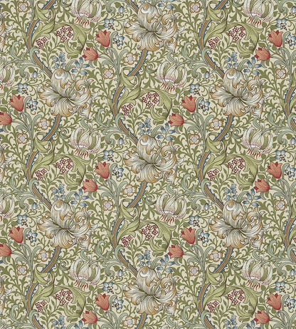 Golden Lily Fabric by Morris & Co Green/Gold