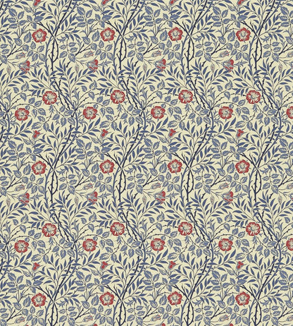 Sweet Briar Fabric by Morris & Co Indigo/Red