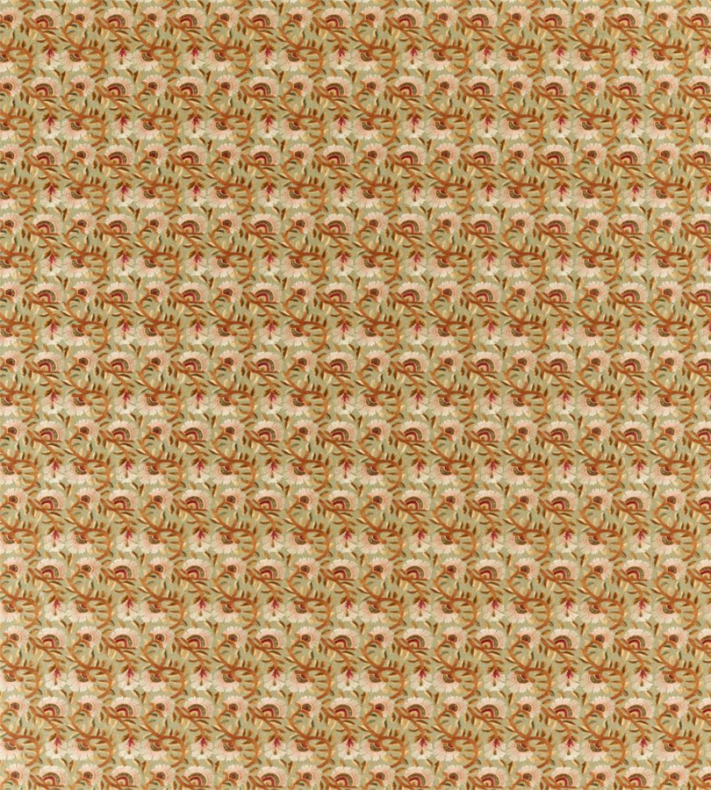 Wardle Embroidery Fabric by Morris & Co Olive / Black