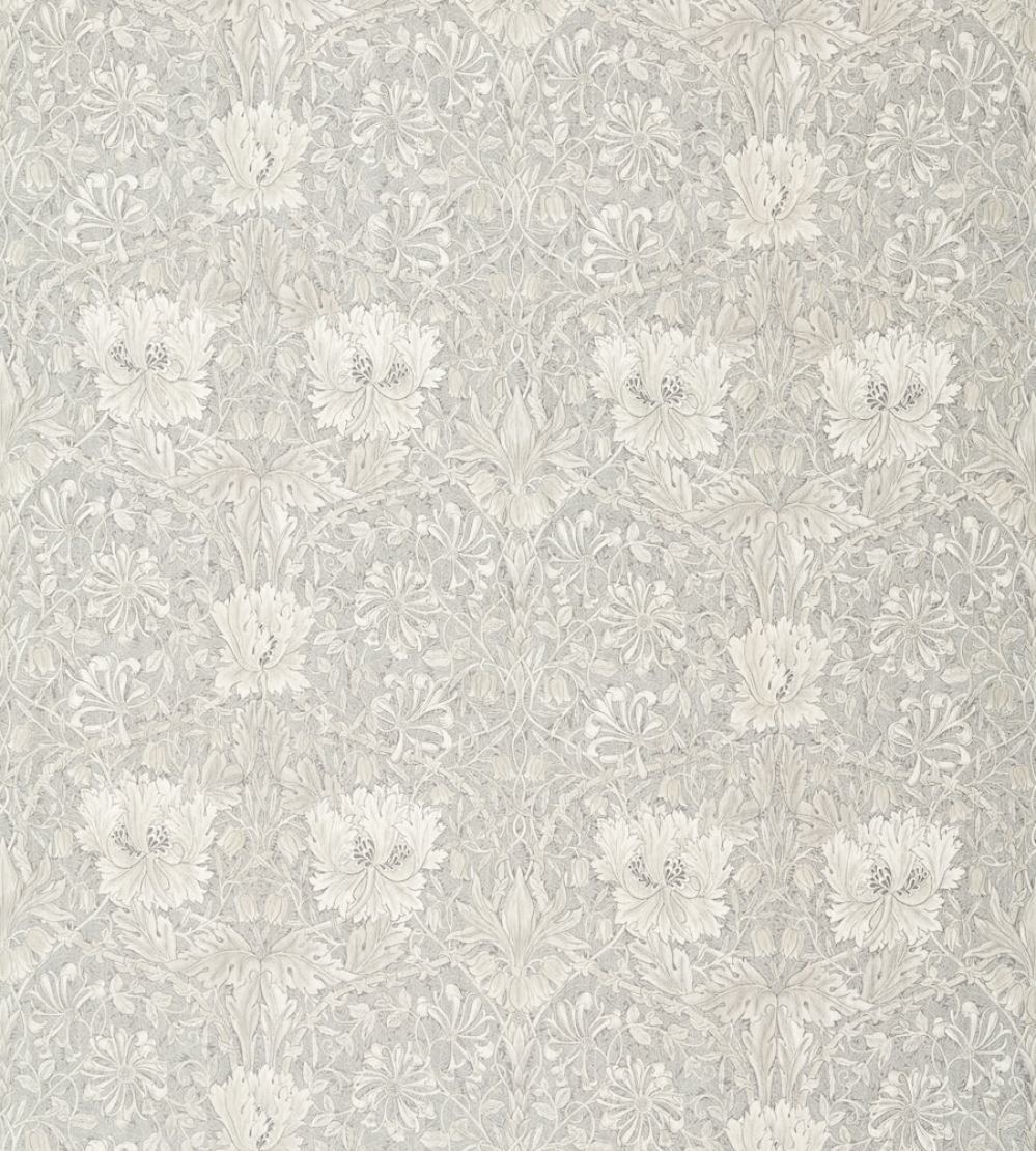 Pure Honeysuckle & Tulip Fabric by Morris & Co Light Grey Blue