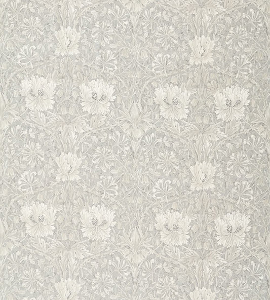 Pure Honeysuckle & Tulip Fabric by Morris & Co Light Grey Blue