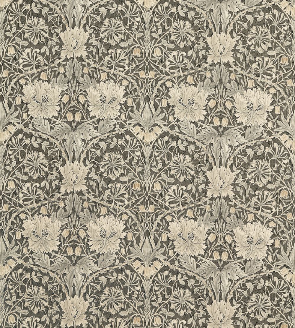 Pure Honeysuckle & Tulip Fabric by Morris & Co Black Ink