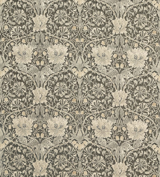 Pure Honeysuckle & Tulip Fabric by Morris & Co Black Ink