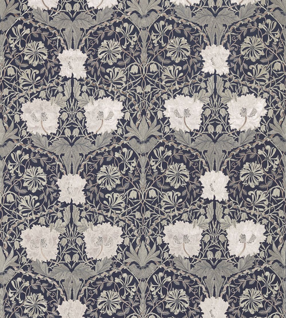 Pure Honeysuckle & Tulip Embroidery Fabric by Morris & Co Inky Purple