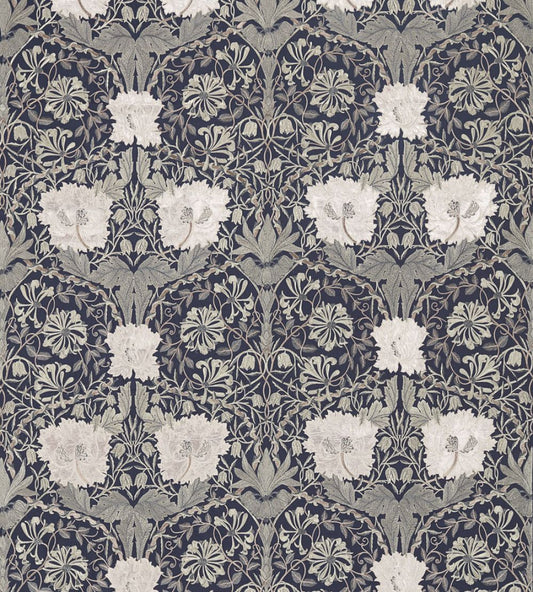 Pure Honeysuckle & Tulip Embroidery Fabric by Morris & Co Inky Purple