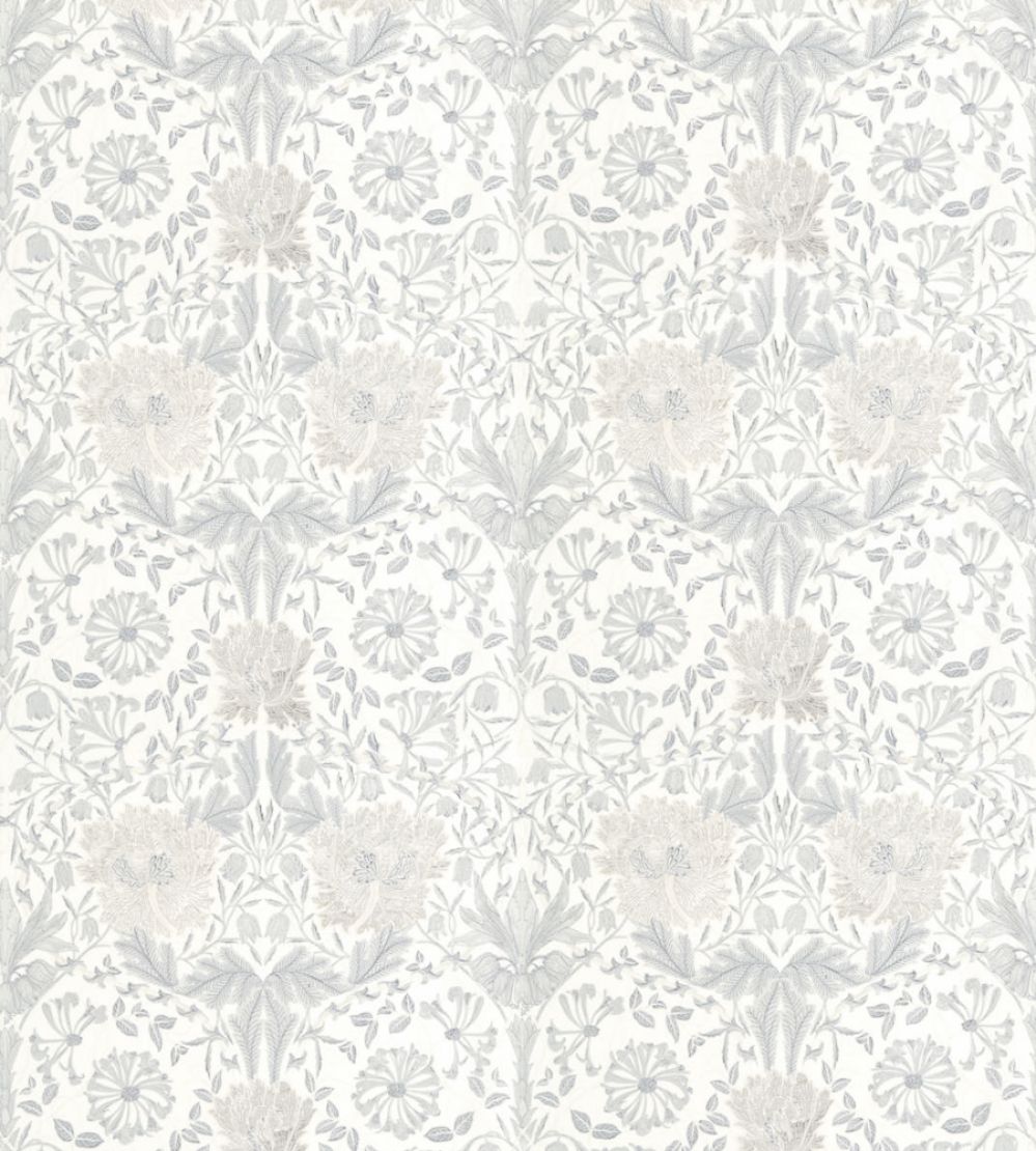 Pure Honeysuckle & Tulip Embroidery Fabric by Morris & Co Lightish Grey