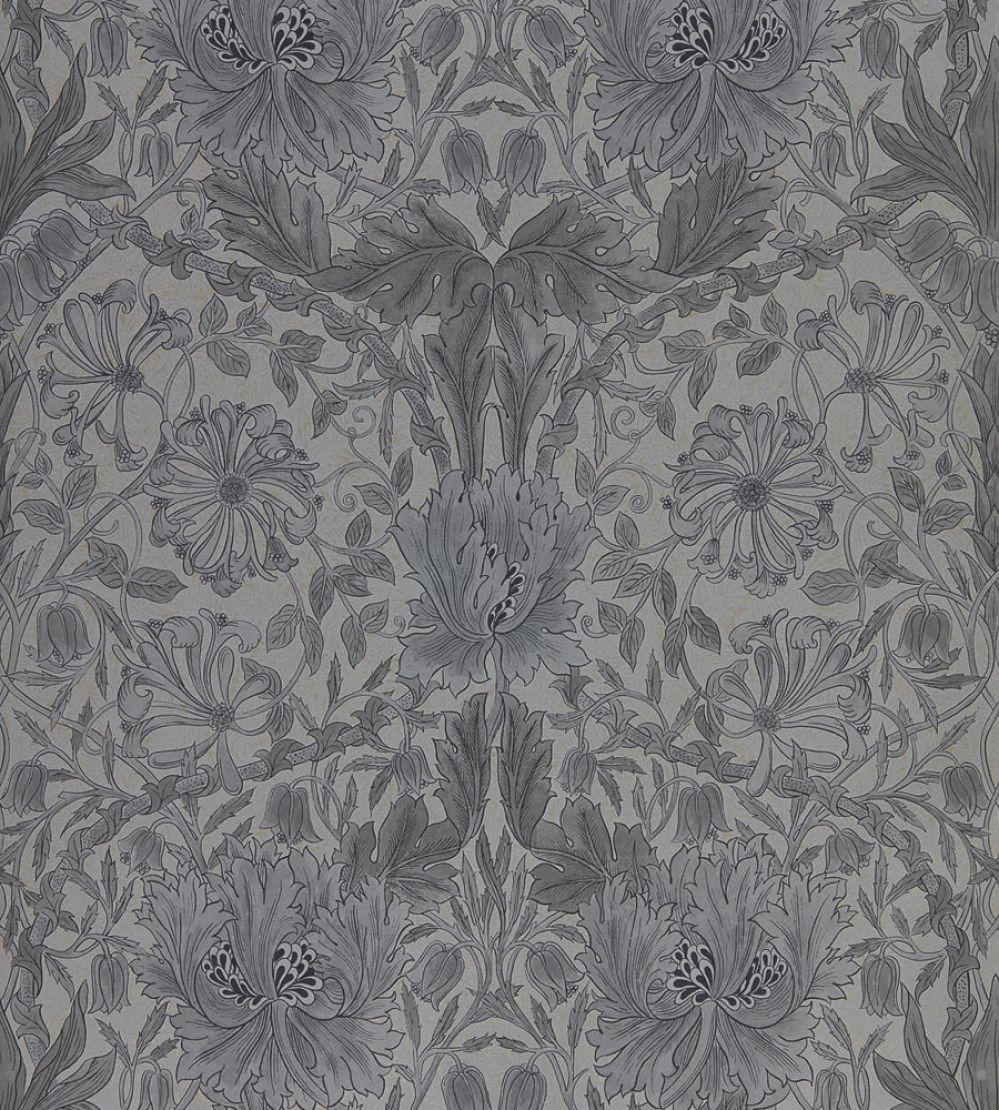 Pure Honeysuckle & Tulip Wallpaper by Morris & Co Black Ink