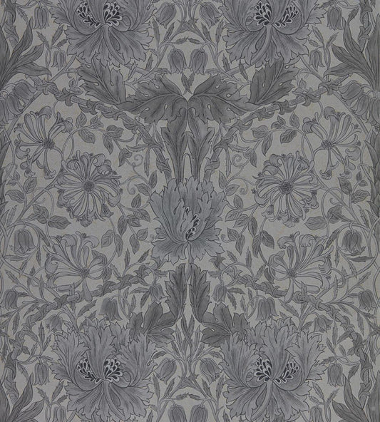 Pure Honeysuckle & Tulip Wallpaper by Morris & Co Black Ink