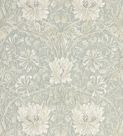 Pure Honeysuckle & Tulip Wallpaper by Morris & Co Grey Blue