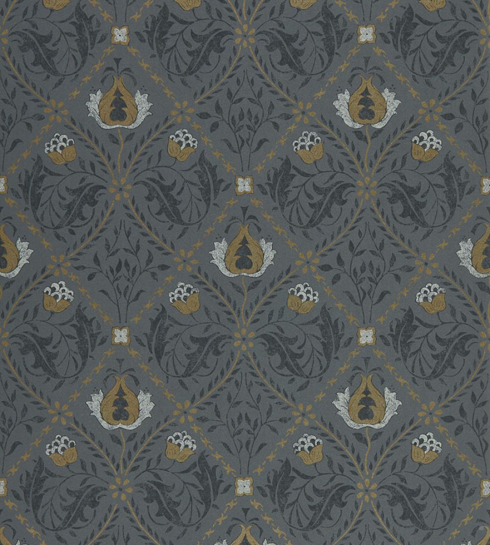 Pure Trellis Wallpaper by Morris & Co Black Ink