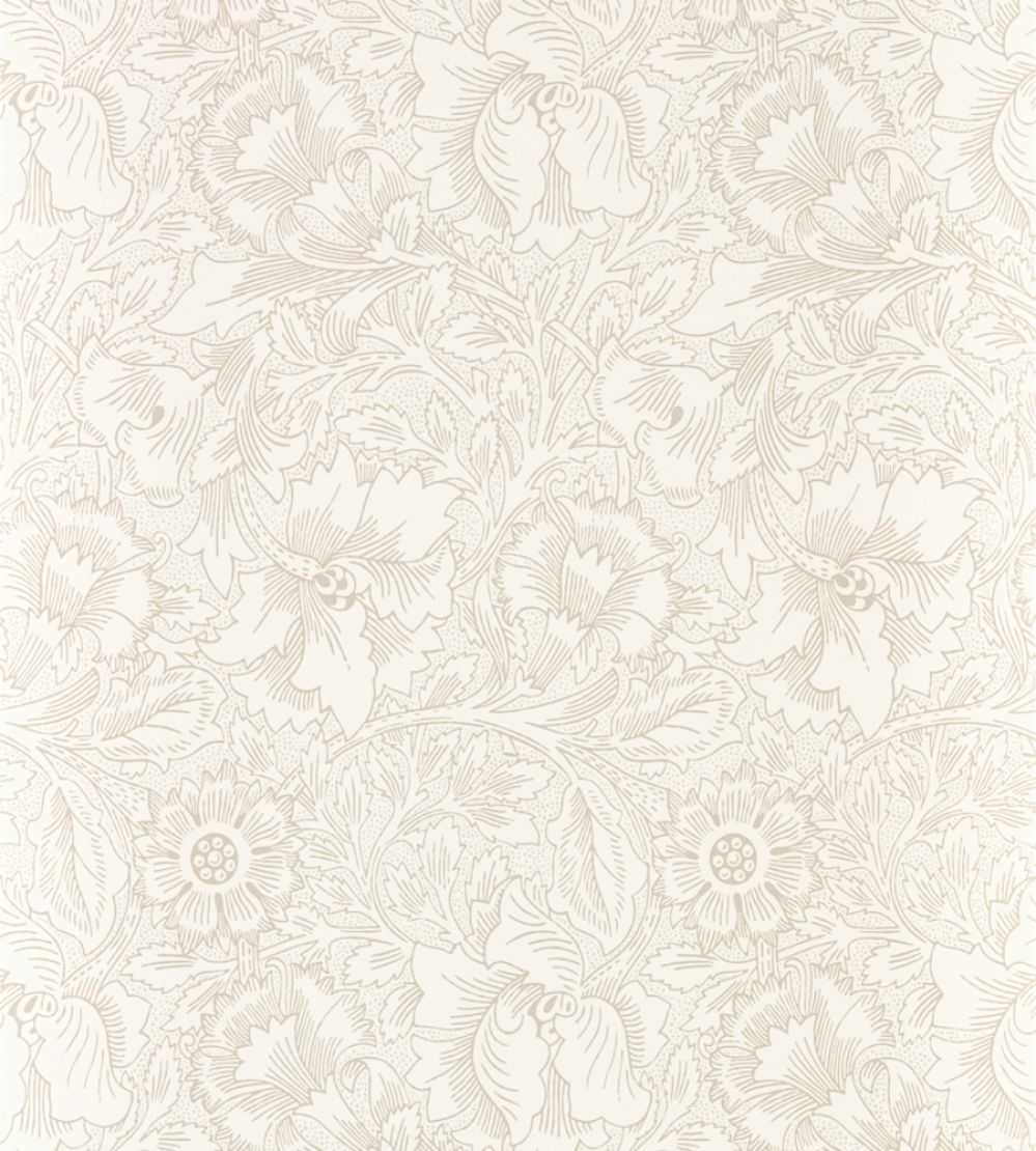 Pure Poppy Wallpaper by Morris & Co Ecru/Stone
