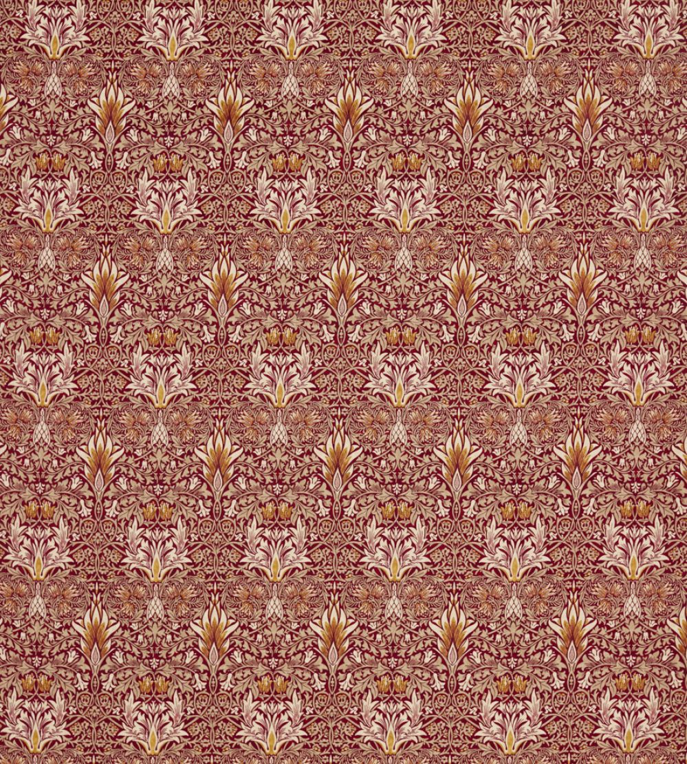 Snakeshead Velvet Fabric by Morris & Co Crimson/Saffron