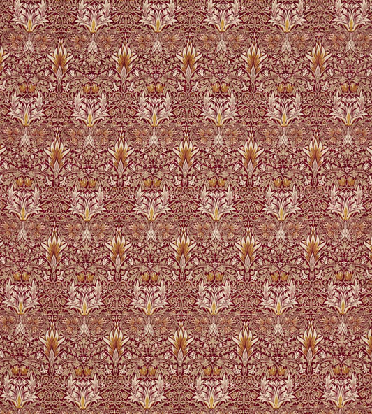 Snakeshead Velvet Fabric by Morris & Co Crimson/Saffron