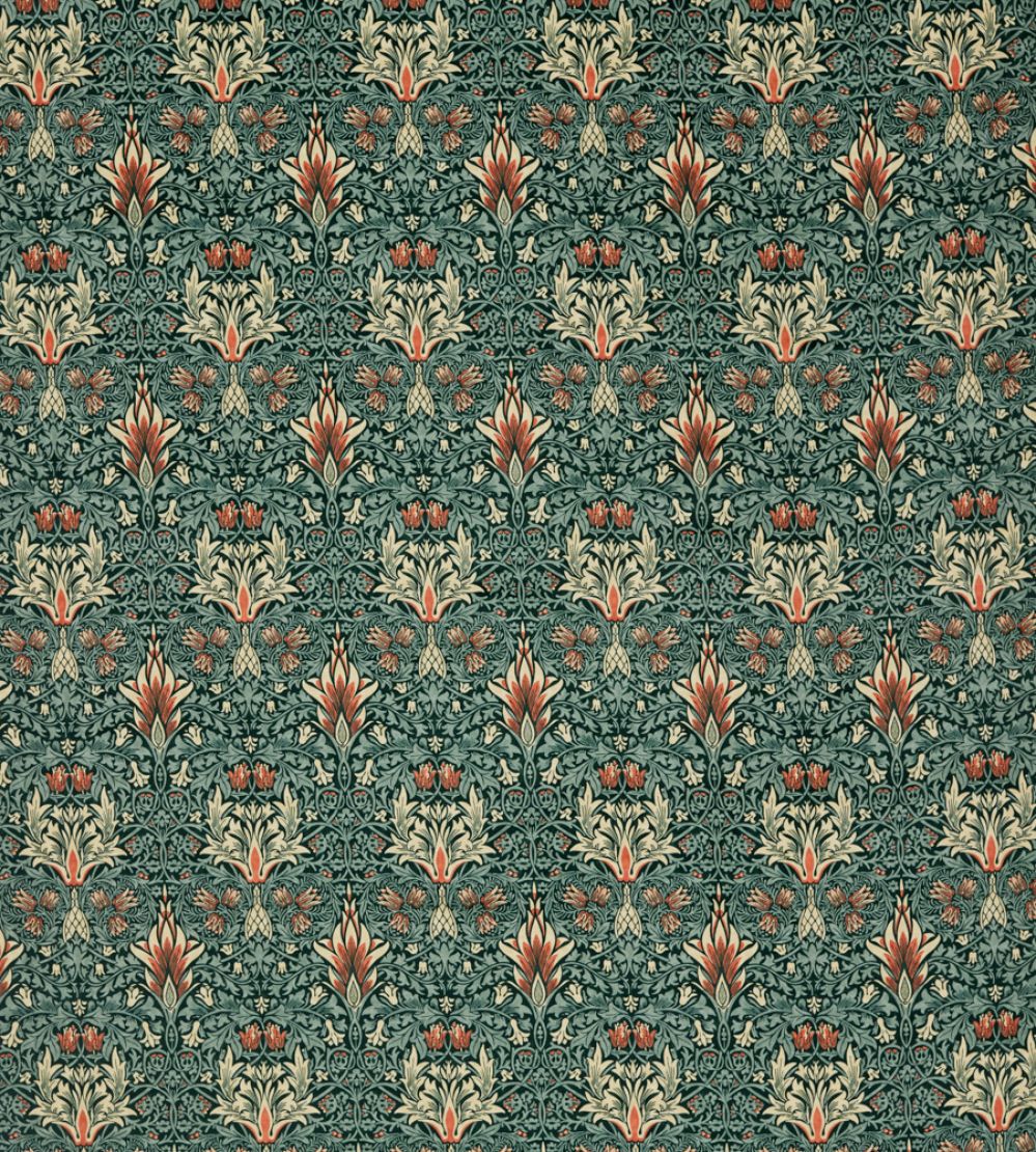Snakeshead Velvet Fabric by Morris & Co Thistle/Russet