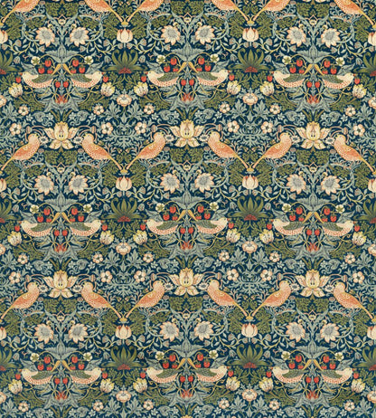 Strawberry Thief Velvet Fabric by Morris & Co Indigo/Thyme