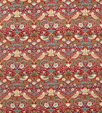 Strawberry Thief Velvet Fabric by Morris & Co Crimson/Slate