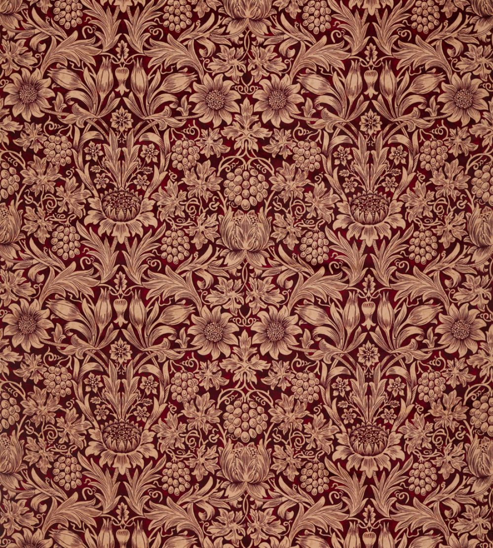 Sunflower Velvet Fabric by Morris & Co Kermes/Birch