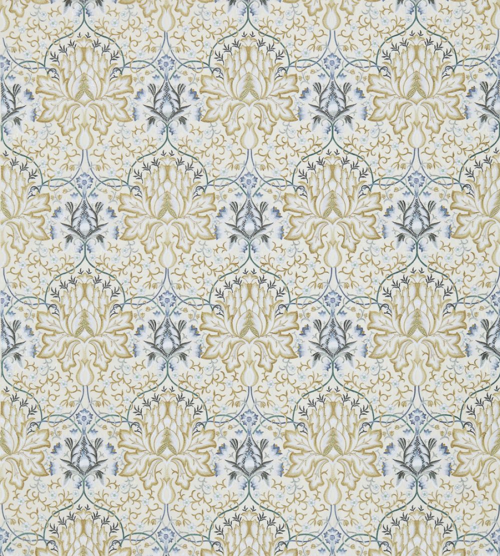 Artichoke Embroidery Fabric by Morris & Co Soft Gold/Cream