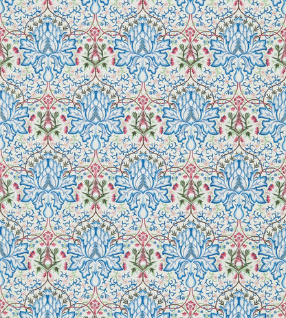 Artichoke Embroidery Fabric by Morris & Co Peacock/Cream