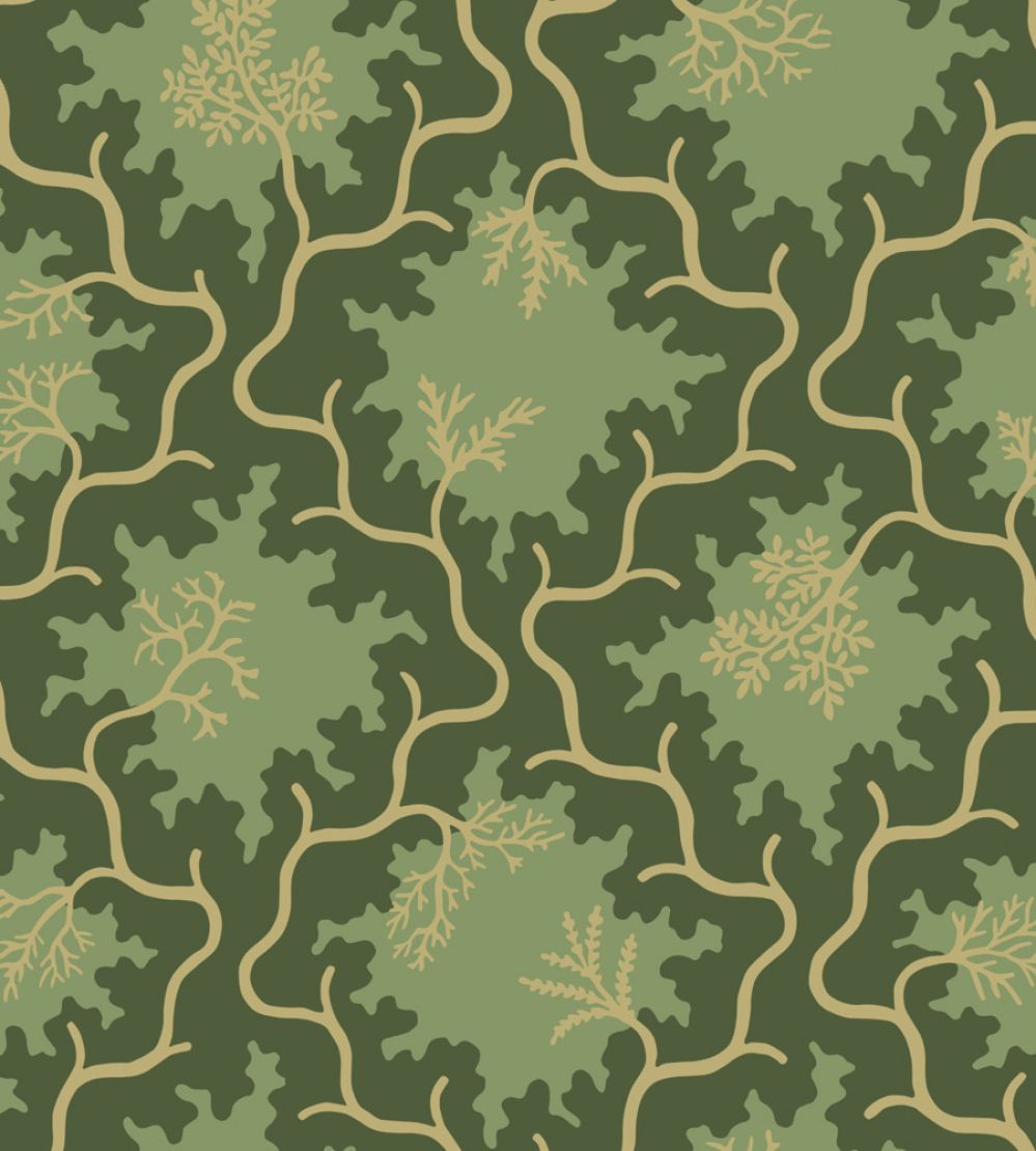 Moss Trellis Wallpaper by Cole & Son Evergreen & Antique Gold