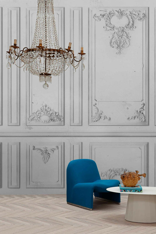 Moulding mural by Coordonné in Original, shown in a styled room