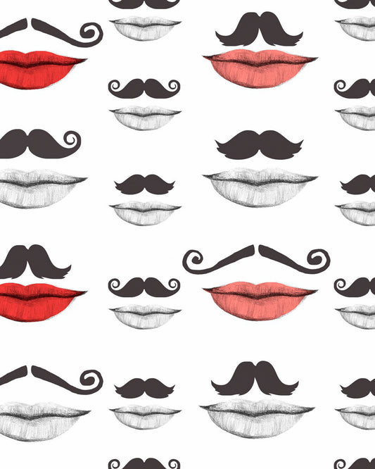 Moustache and Lips Black, White wallpaper by MINDTHEGAP