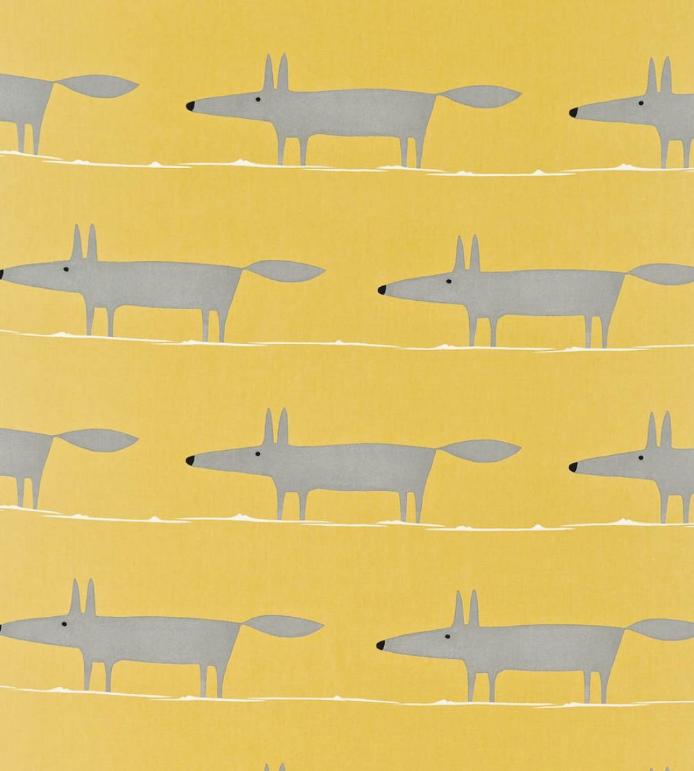 Mr Fox Fabric by Scion Sunflower / Gull / Chalk