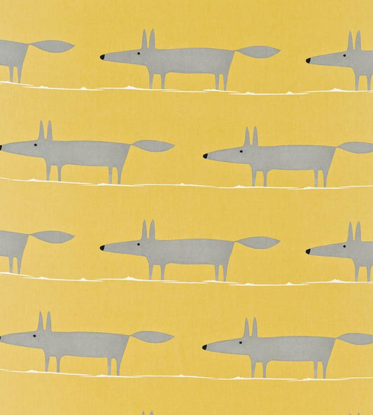 Mr Fox Fabric by Scion Sunflower / Gull / Chalk