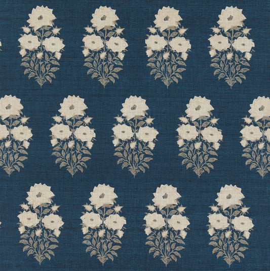 Mughal Flower Grasscloth Aegean wallpaper by Lisa Fine Textiles