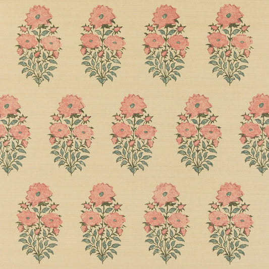 Mughal Flower Grasscloth Dusty Rose wallpaper by Lisa Fine Textiles