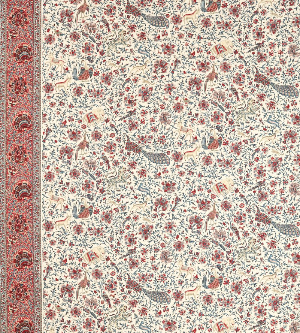 Mughal Menagerie Fabric by Zoffany Indigo/Madder