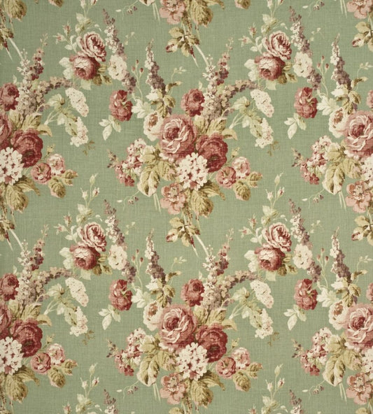 Vintage Floral Fabric by Mulberry Home Coral/Sage