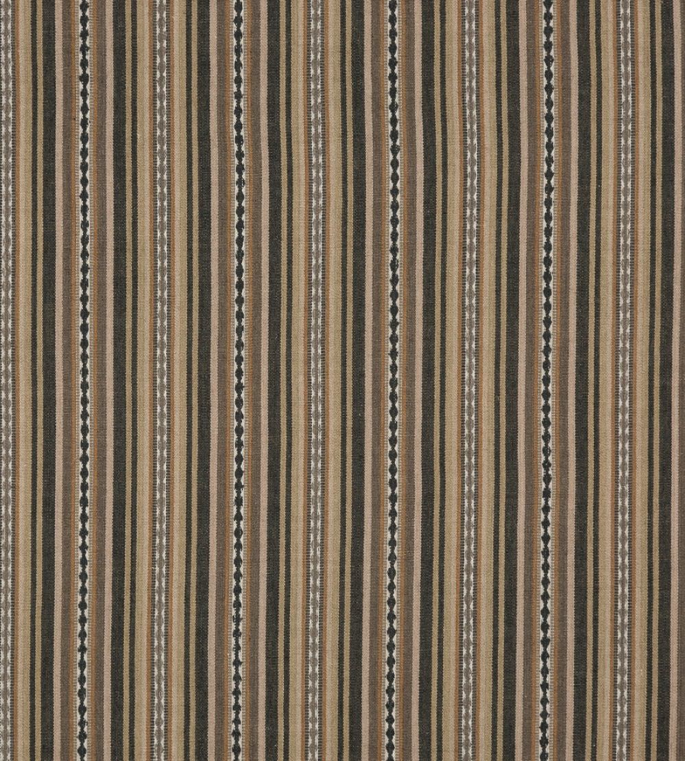 Dalton Stripe Fabric by Mulberry Home Charcoal/Bronze