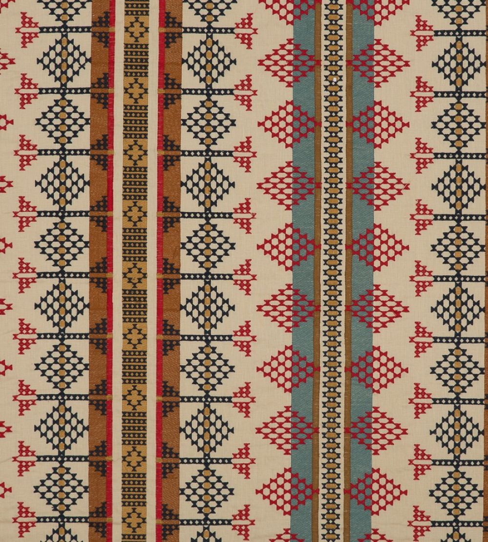 Saddle Blanket Fabric by Mulberry Home Indigo/Red