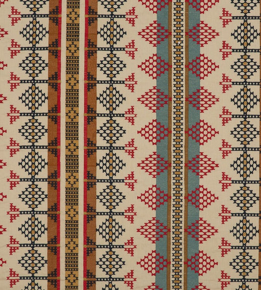 Saddle Blanket Fabric by Mulberry Home Indigo/Red