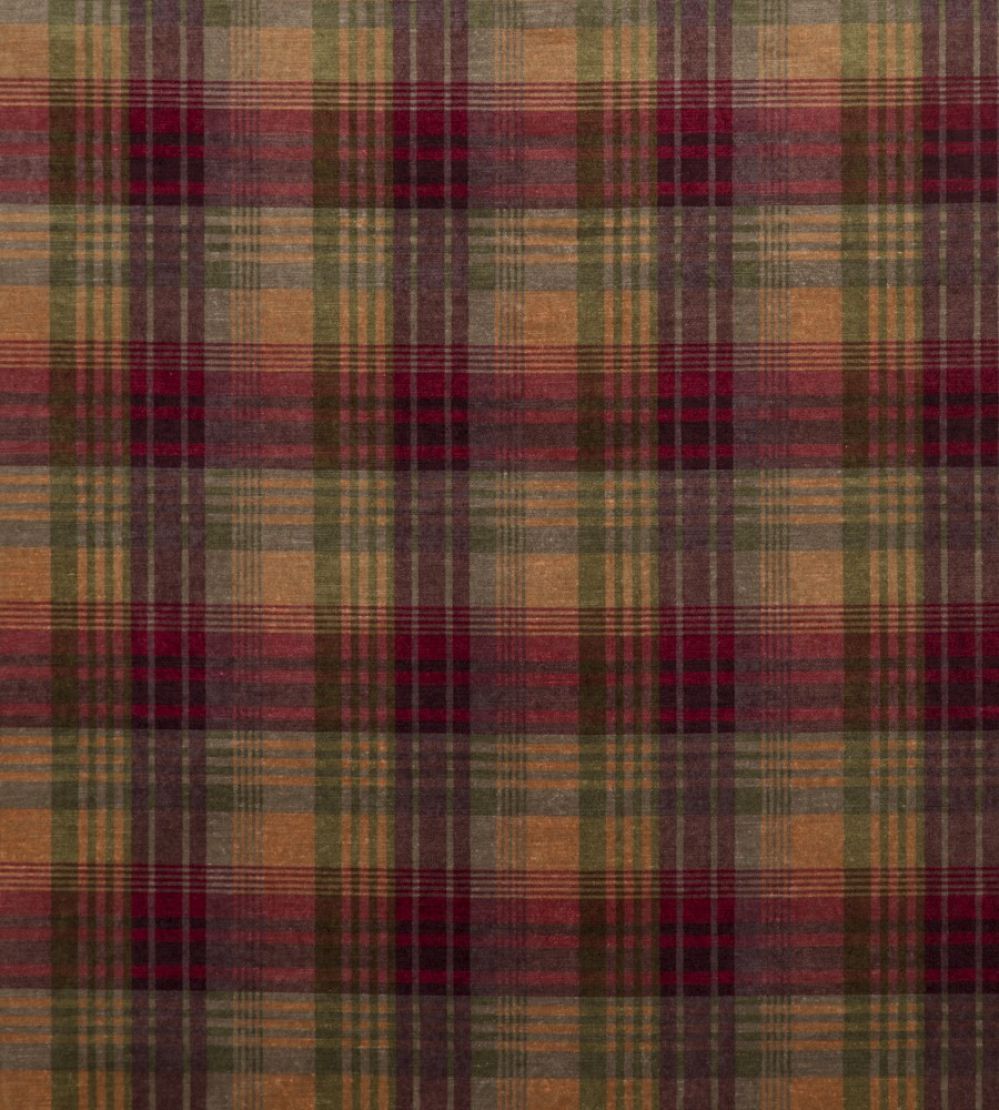 Velvet Ancient Tartan Fabric by Mulberry Home Plum