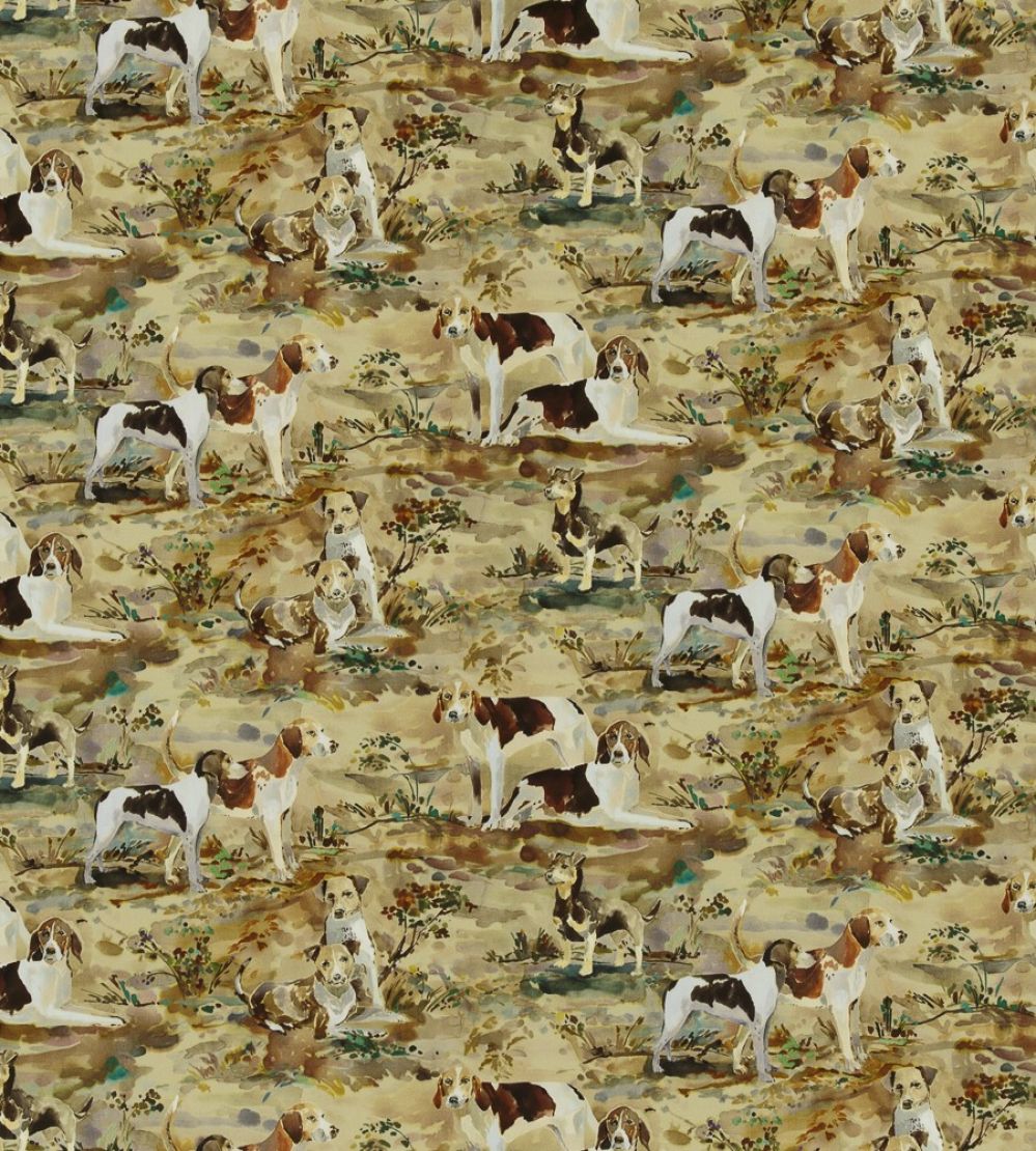Mulberry Hounds Velvet Fabric by Mulberry Home Multi