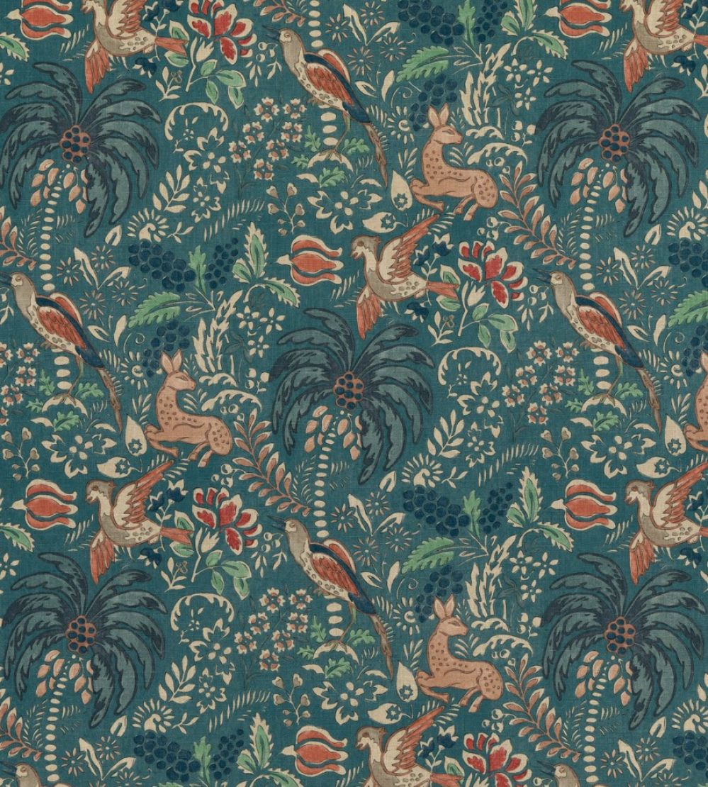 Fantasia Fabric by Mulberry Home Teal