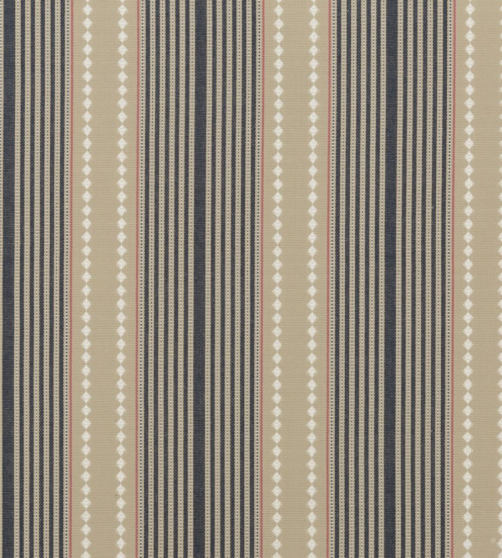 Brighton Stripe Fabric by Mulberry Home Indigo/Linen