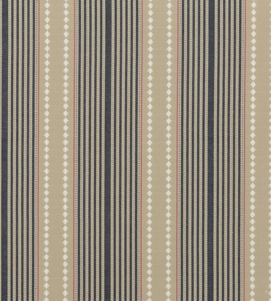 Brighton Stripe Fabric by Mulberry Home Indigo/Linen